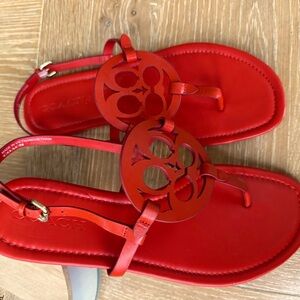 Coach Saddle 100% Leather Jaci Logo Top Sandal Size 9